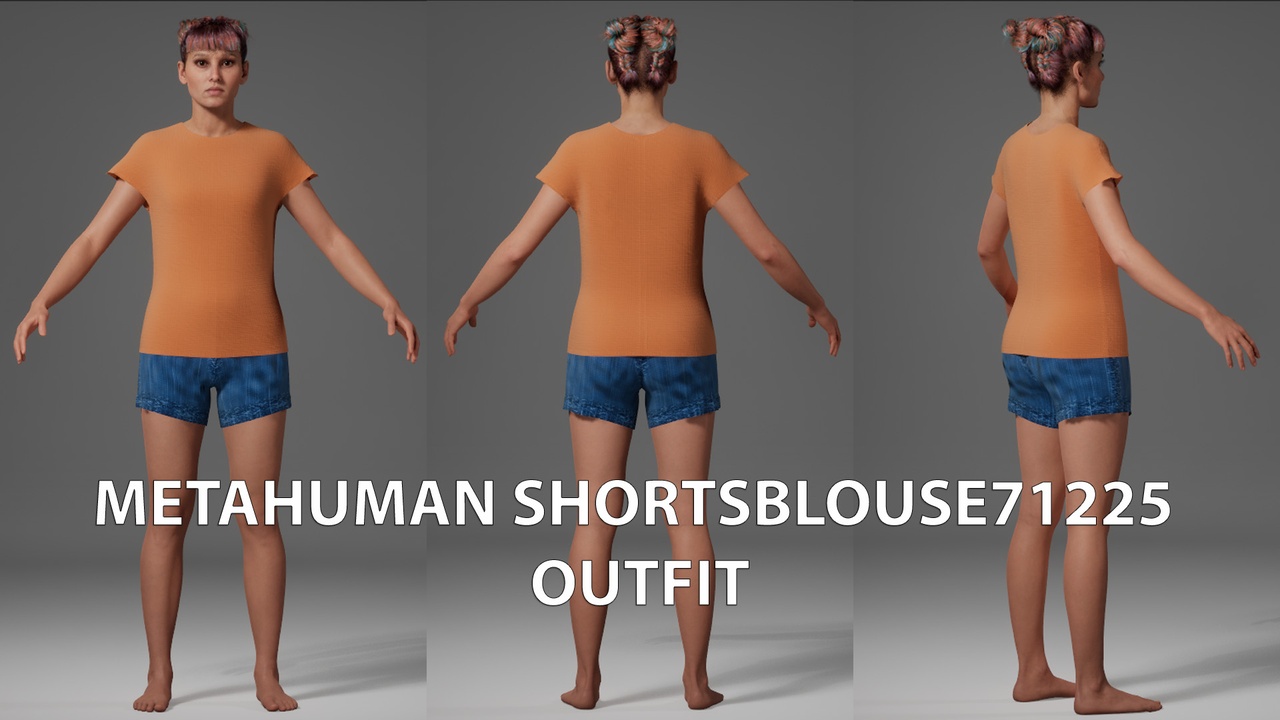 Media 1 for listing MetaHuman ShortsBlouse71225 Outfit