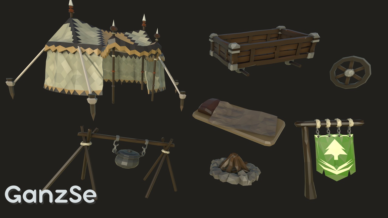 Media 1 for listing GanzSe FREE Camping - Fantasy Low Poly Props