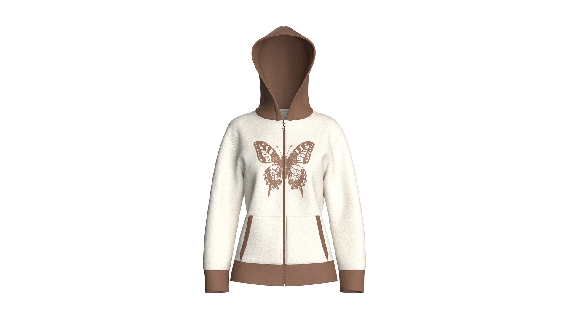 Media 1 for listing Girls Full - Zip Hoodie With Butterfly Graphic | High Poly