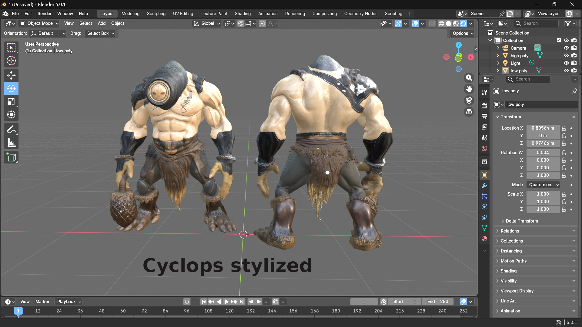Cyclops stylized high and low poly models | Fab
