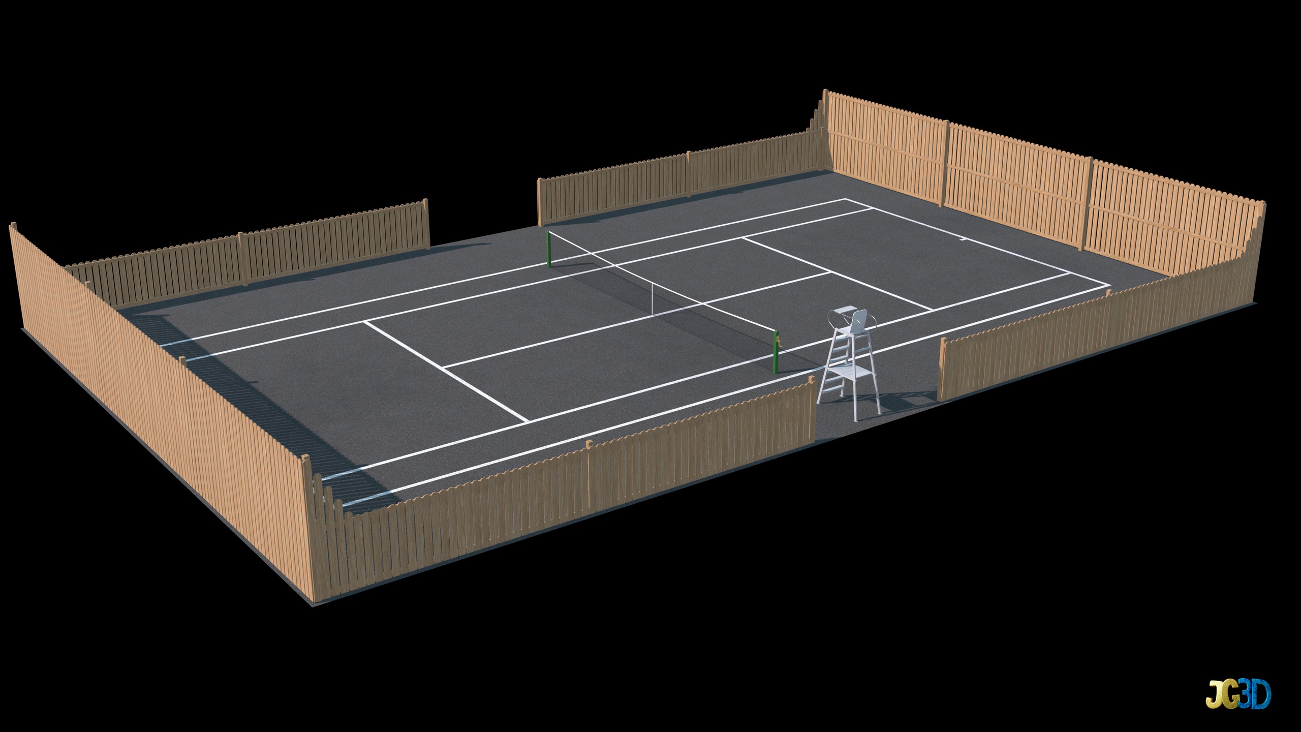 Media 1 for listing Tennis Court 4K PBR- Multi Surface with Fence