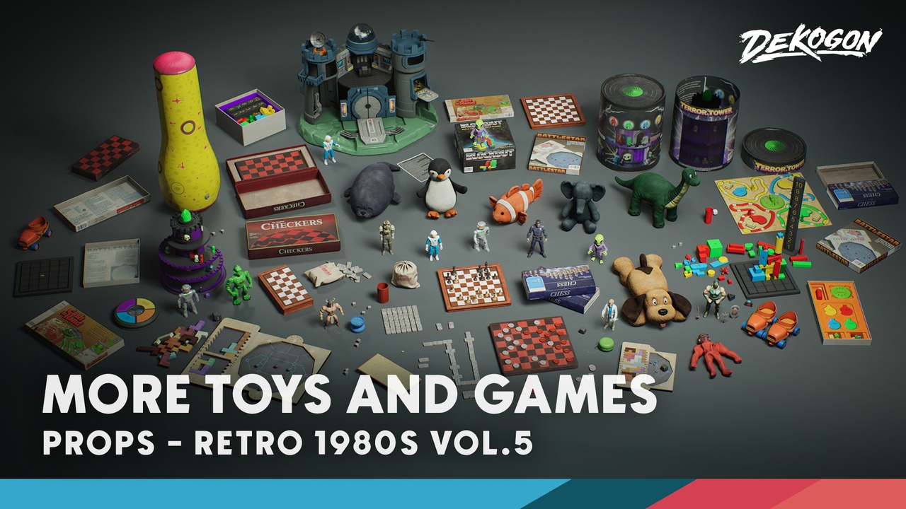 Media 1 for listing Retro 80's VOL.5 - MORE Toys & Games (Nanite and Low Poly)