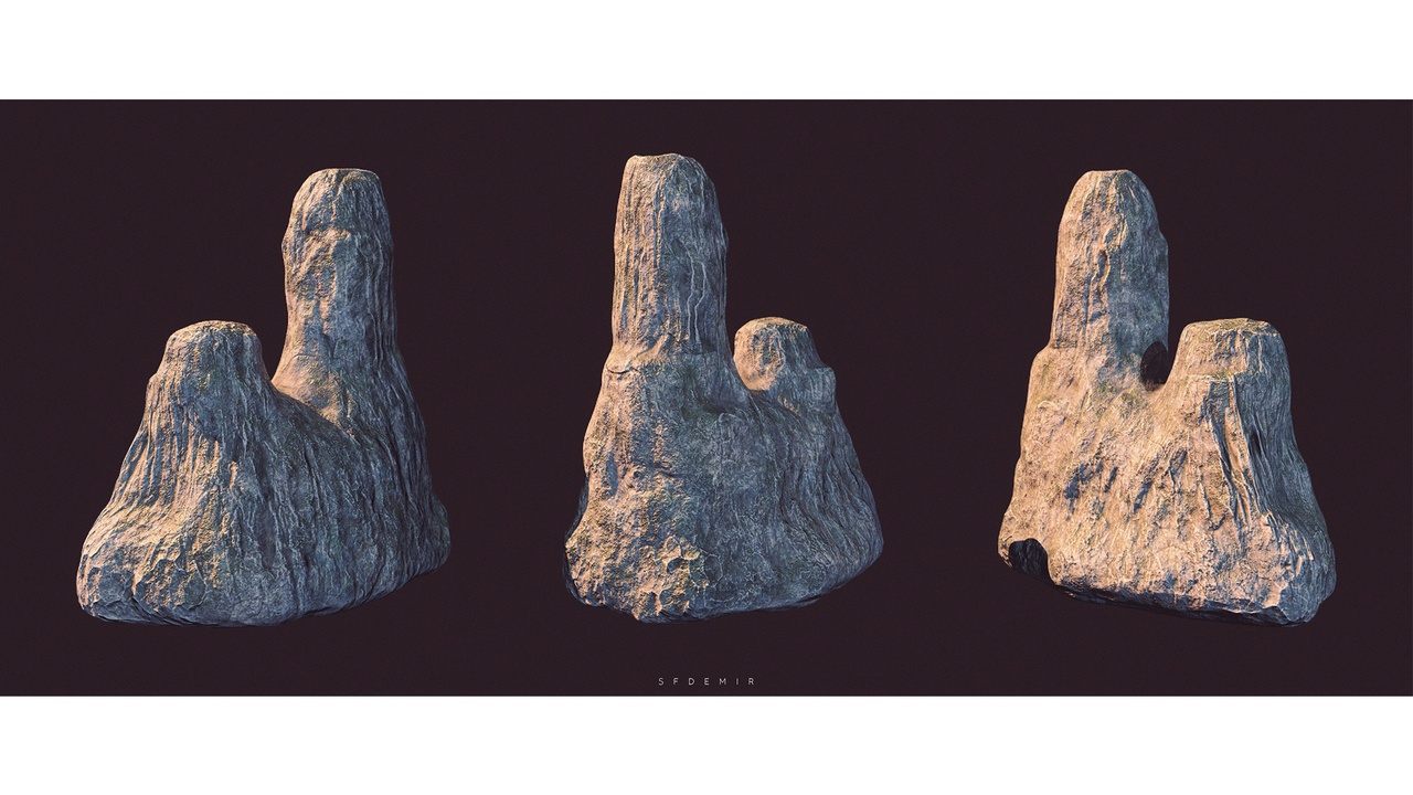Media 1 for listing Two Side Rock PBR 3D Model - High-Quality PBR 3D Model