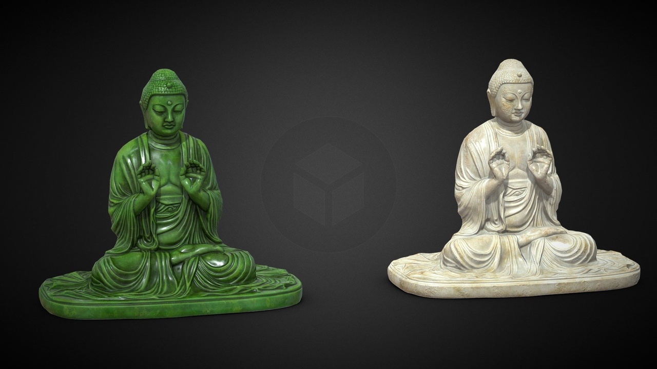 Media 1 for listing Amida Nyorai Buddha Statues Jade and Marble