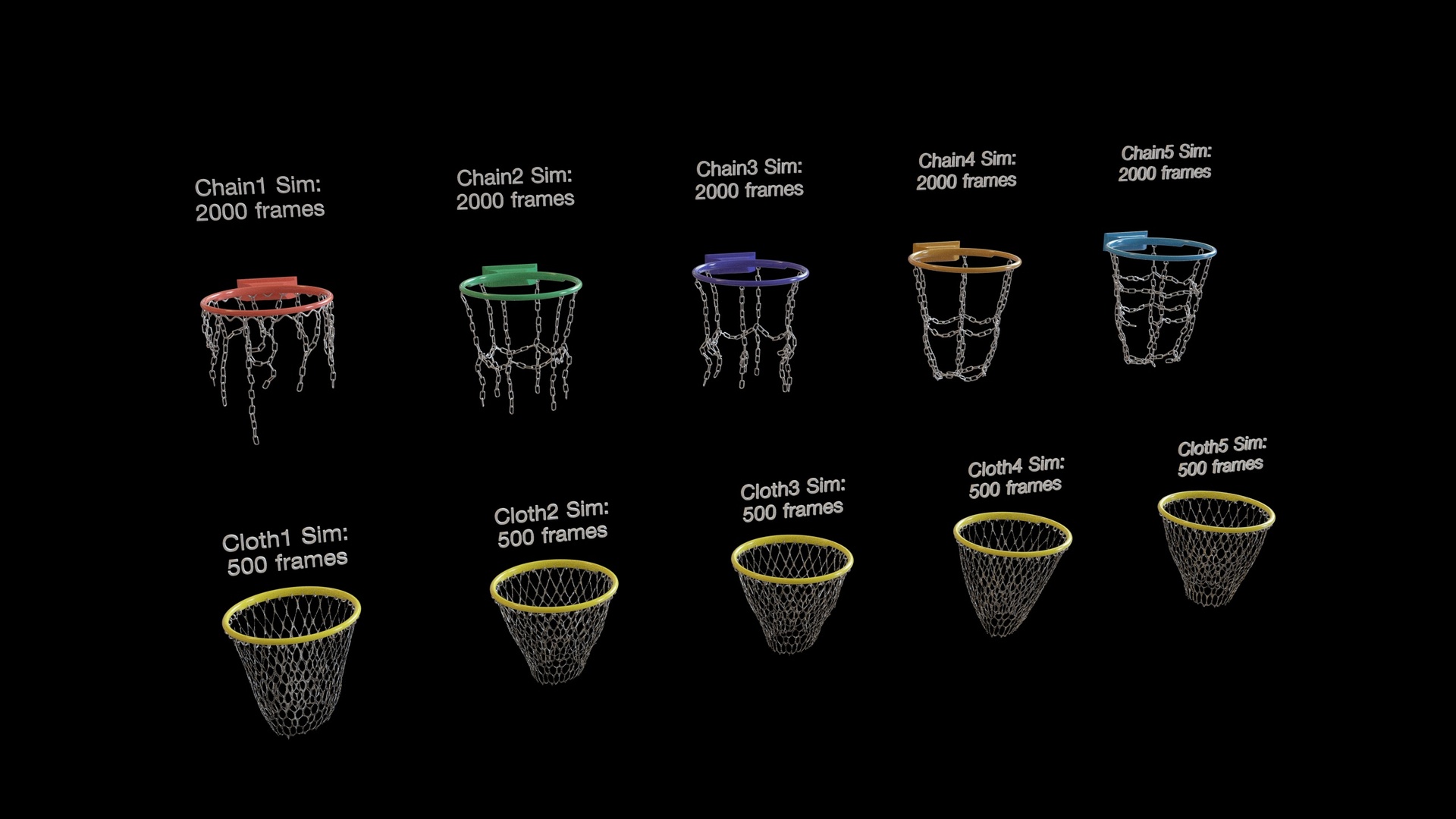 Media 1 for listing Basketball hoop net - 10 animations (chain and cloth)
