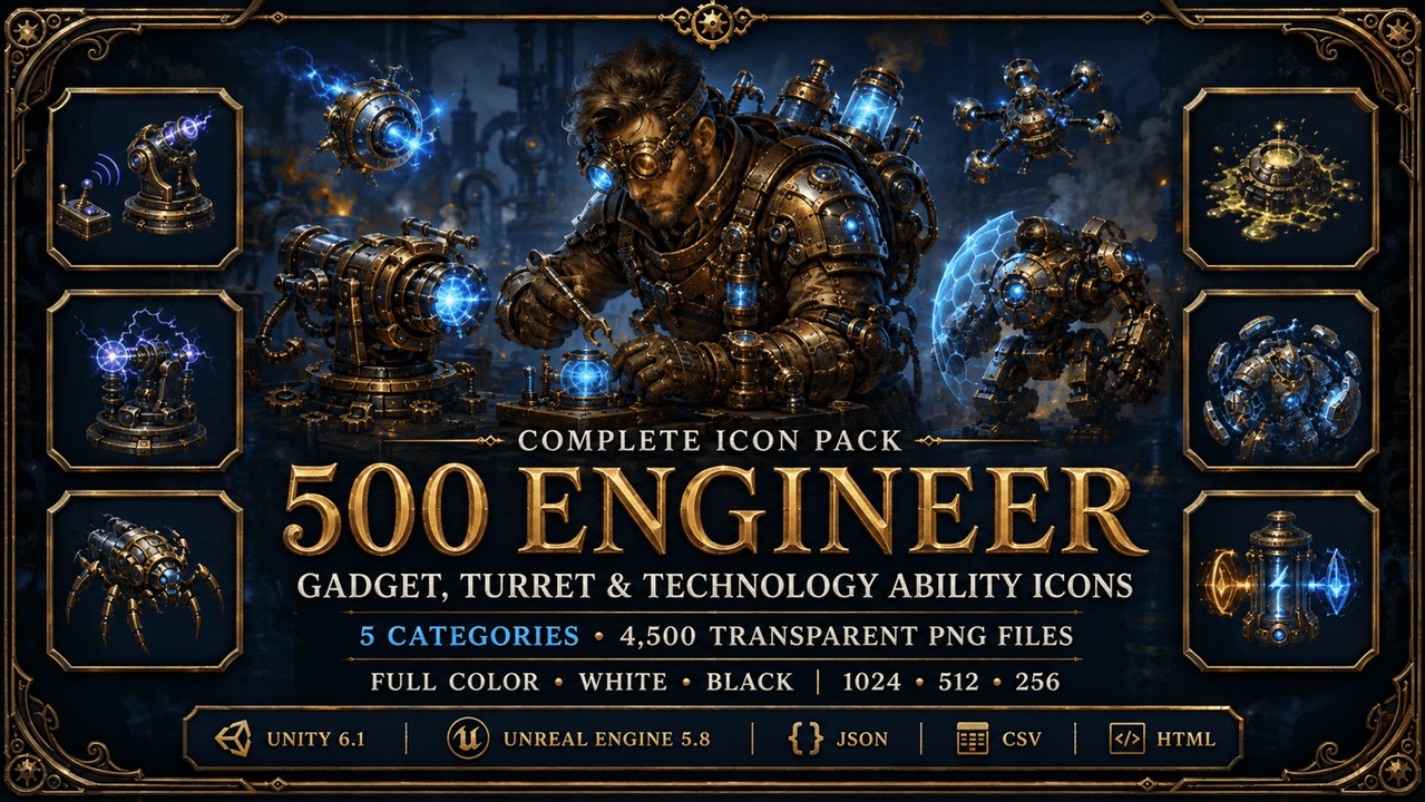 Media 1 for listing 500 Engineer & Artificer Gadget, Turret & Technology Ability Icons