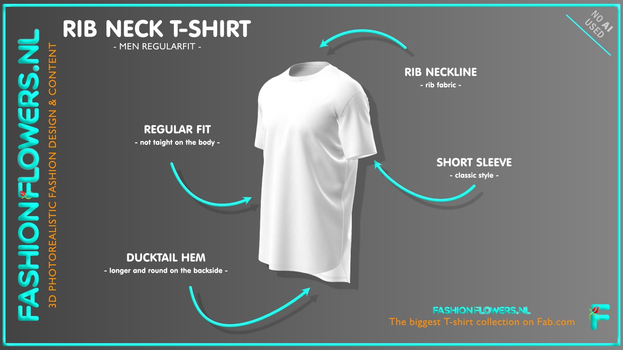 Media 1 for listing White Colour Short Sleeve Ducktail T-shirt | Rib Fabric Neck | Longer Backside
