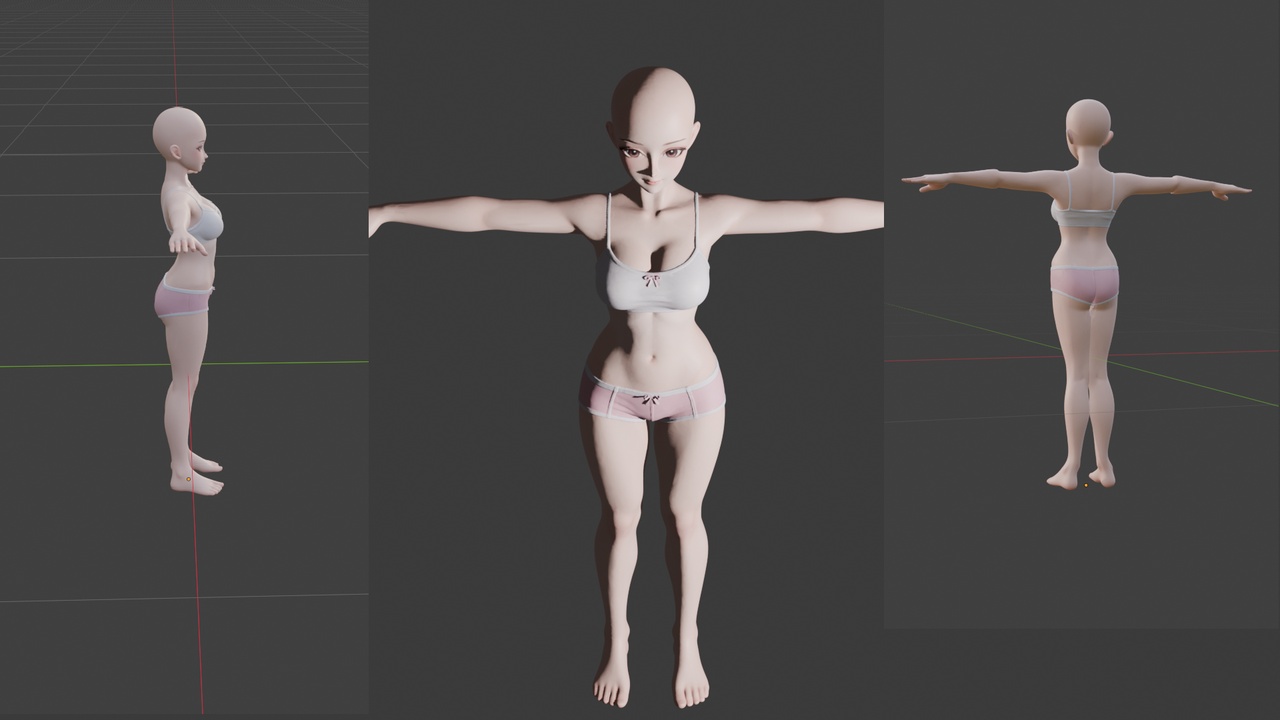 Media 1 for listing Rigged Character Base Model in T-Pose