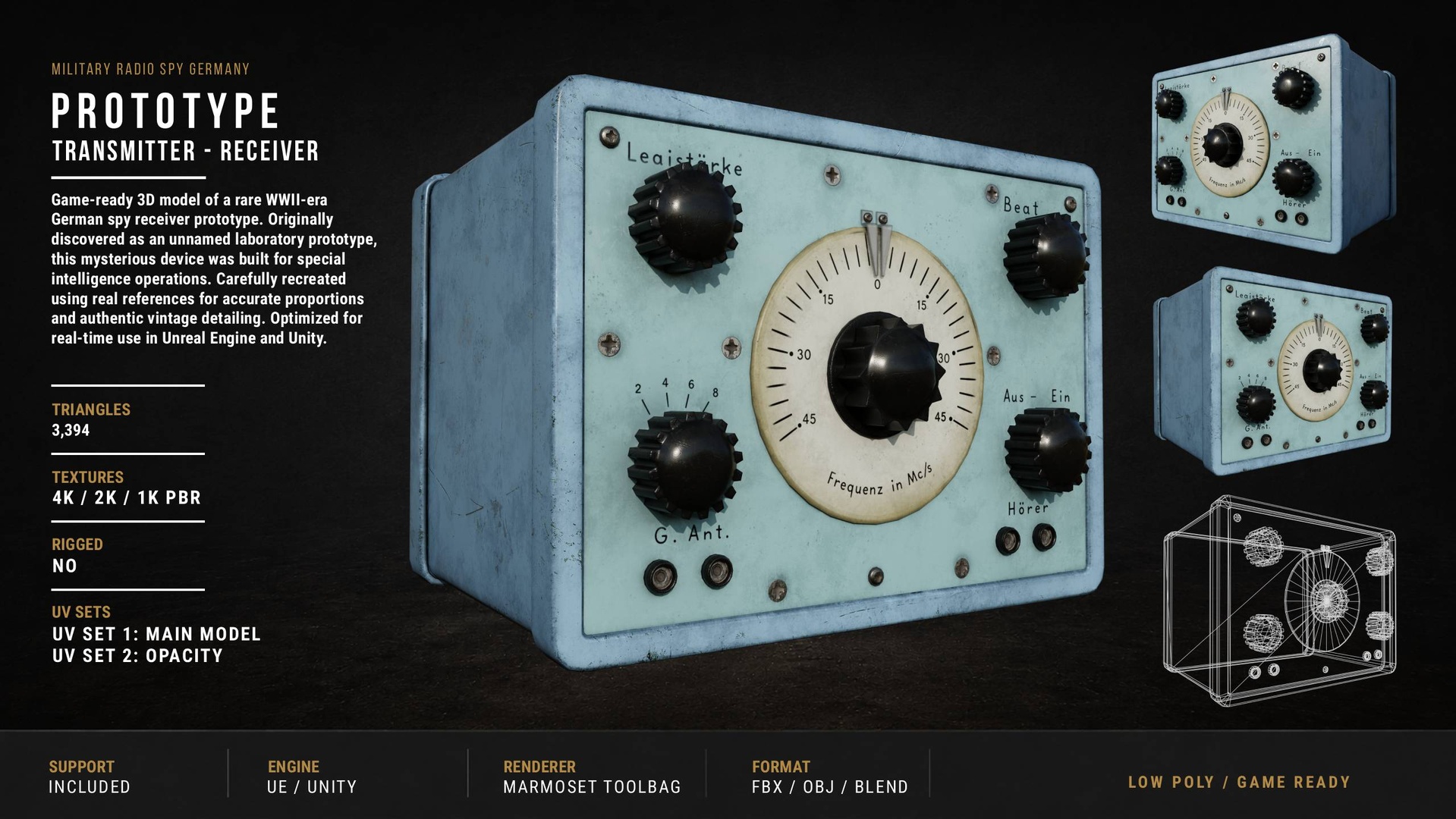 Media 1 for listing Prototype - Tactical Field Radio Unit Low-poly 3D model