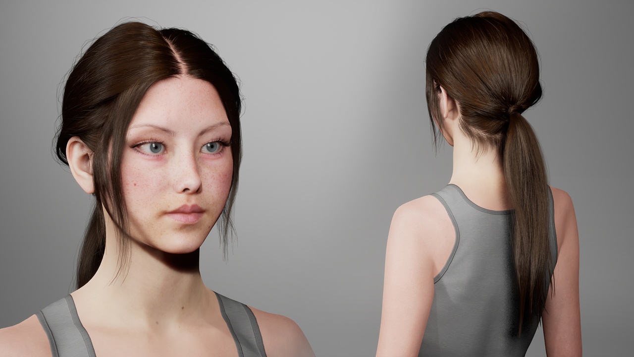 Media 1 for listing MetaHair 243- Groom hair for Metahumans - With low lowpoly version