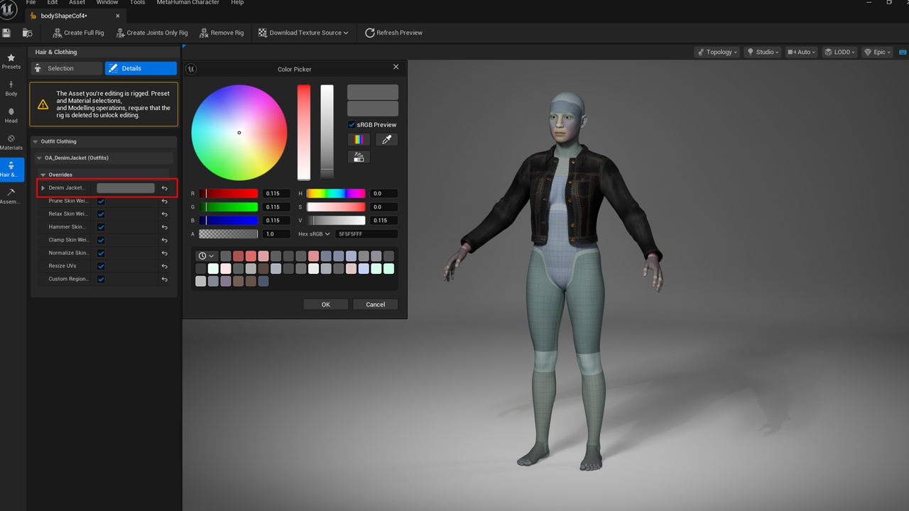 Women Denim Jacket Set 2 - Metahuman Jean Jacket Clothes - Parametric PBR Outfit 제품 등록을 위한 미디어 1개