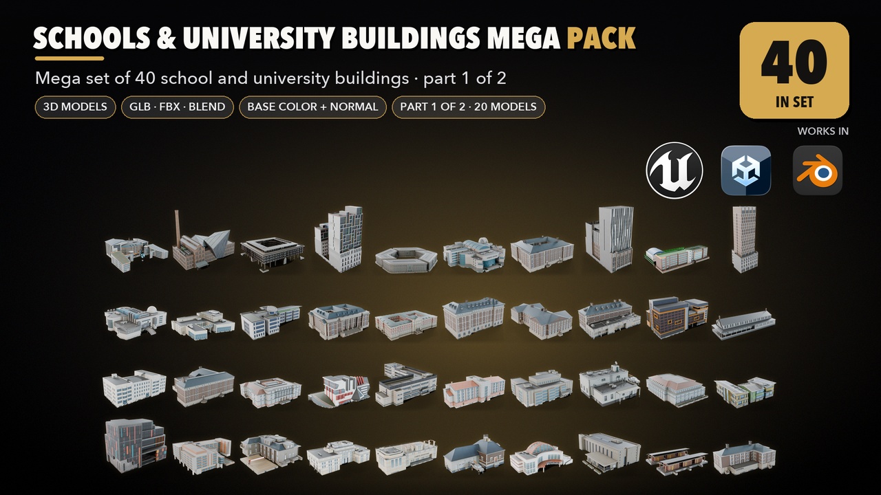 Schools & University Buildings Mega Pack - Part 1 of 2 | Fab