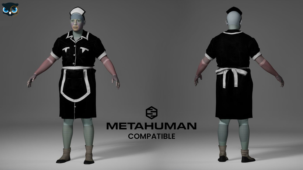 Media 1 for listing Metahuman compatible Vintage Housekeeper Uniform