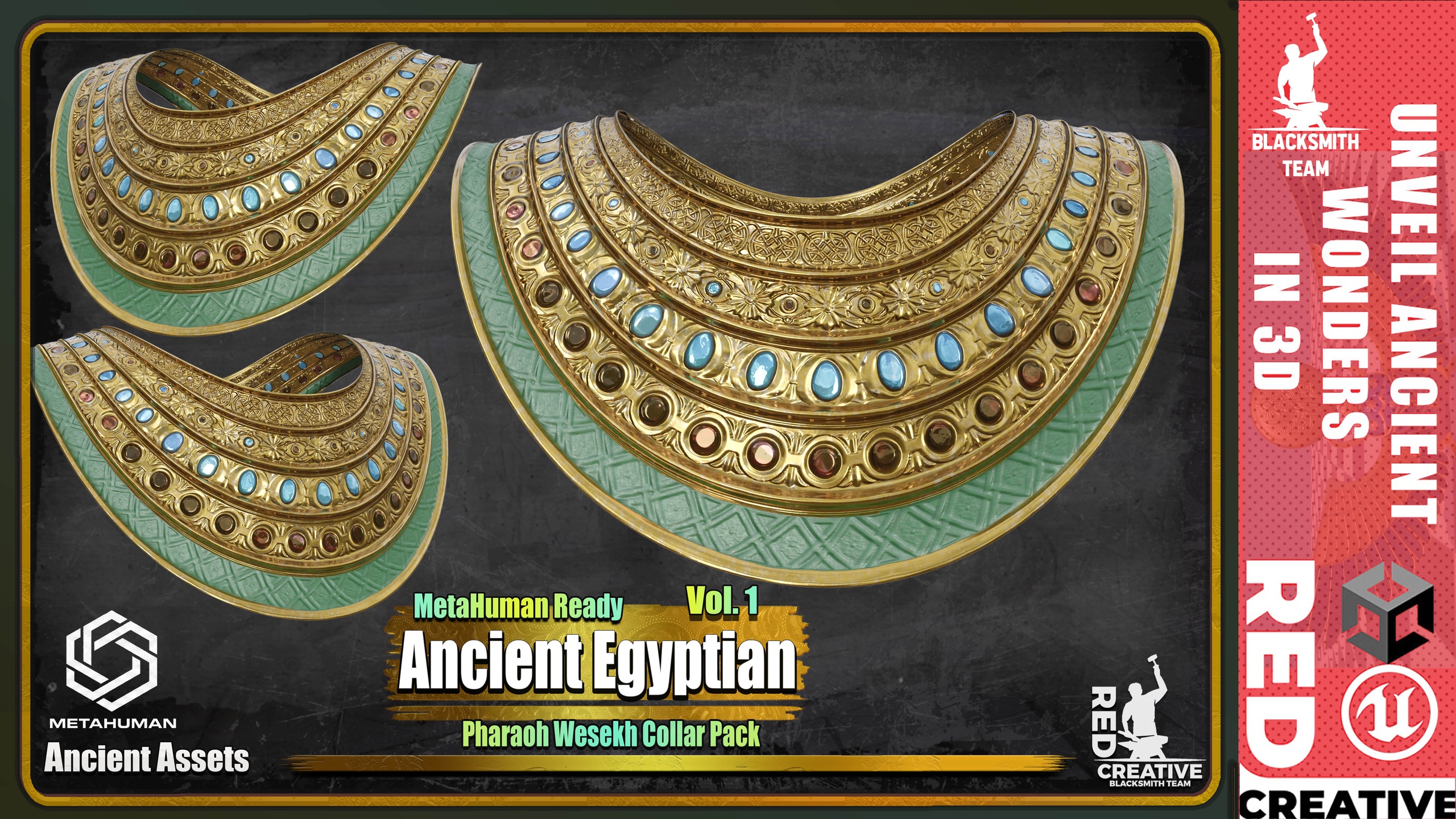 Media 1 for listing Ancient Egyptian Pharaoh Wesekh Collar - MetaHuman Ready (Vol. 1)