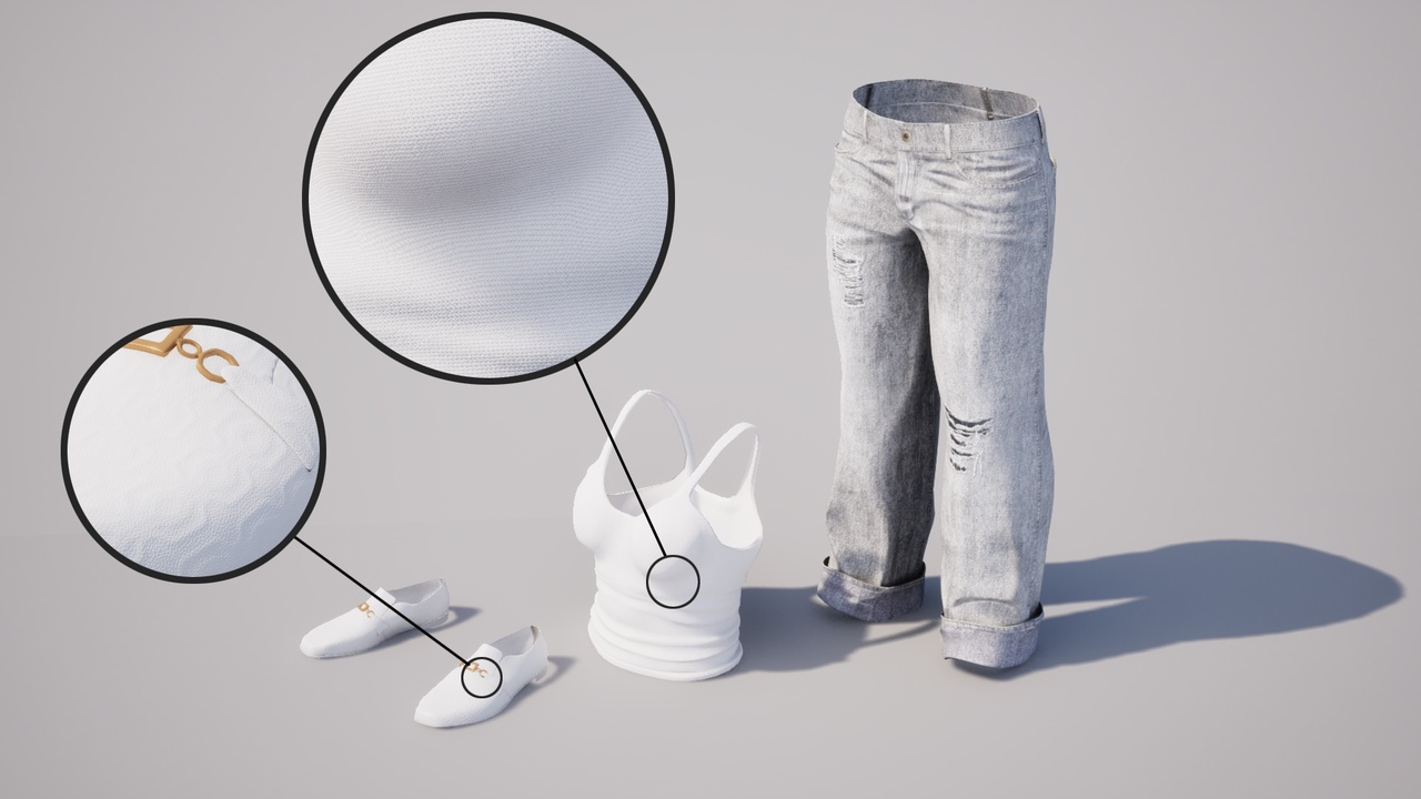 Media 1 for listing Girls Fashionable Casual Outfit Metahuman Clothes Parametric PBR