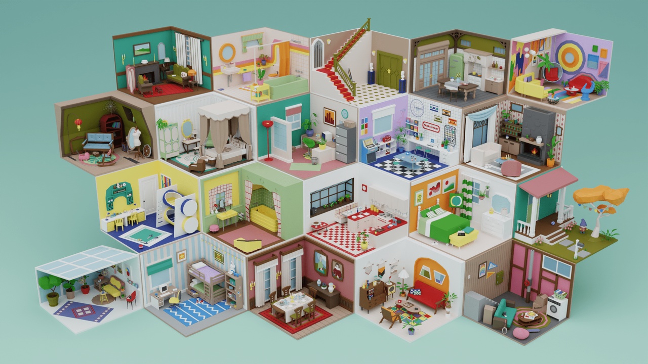 Media 1 for listing Low Poly Retro Vintage Rooms Interiors 2