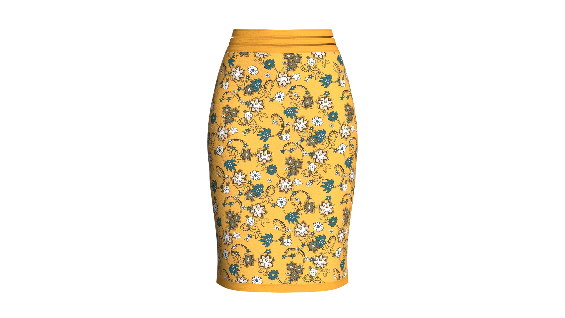 Media 1 for listing Girls Floral Printed Pencil Skirt | High Poly