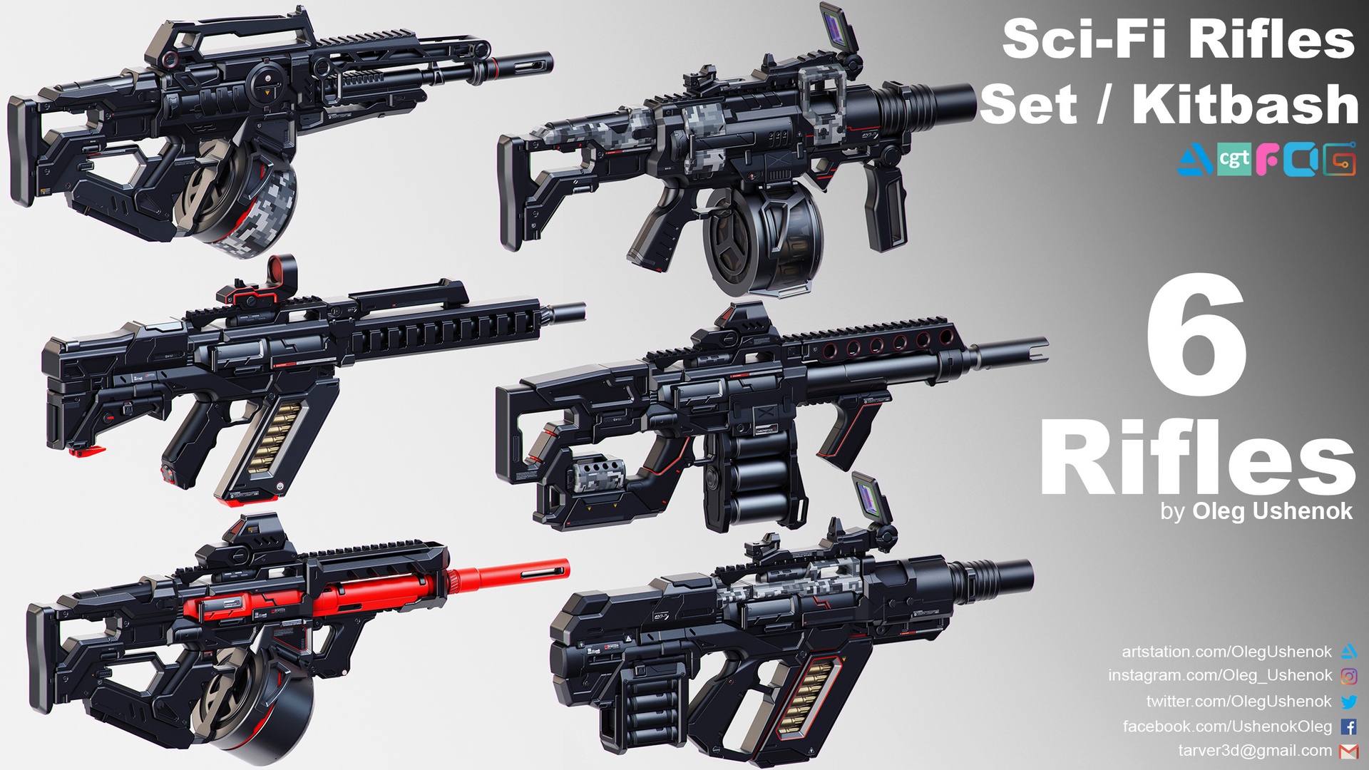 Media 1 for listing Sci-Fi Rifles Set Kitbash