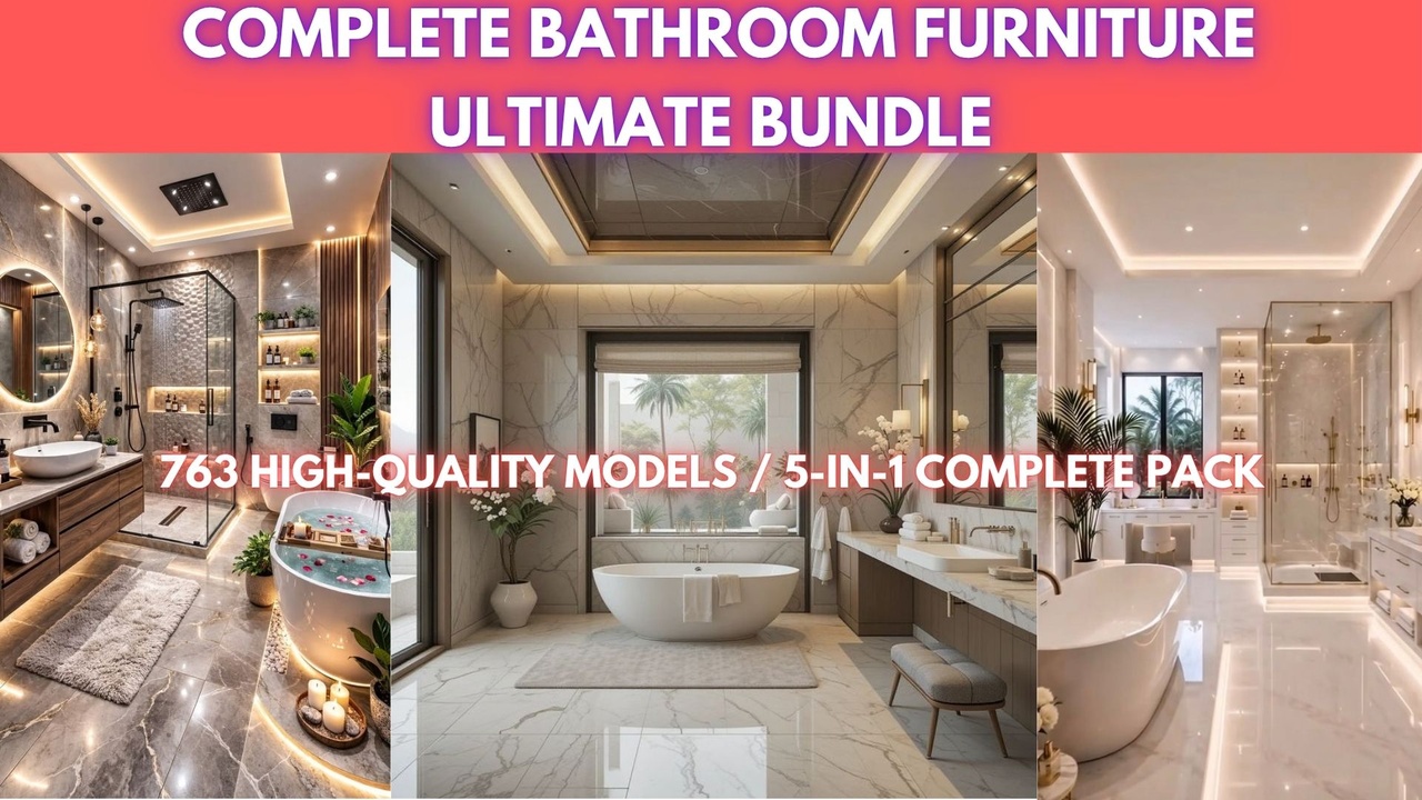 Media 1 for listing Complete Bathroom Furniture Ultimate Bundle - 763 Models (UE5 / Nanite Ready)