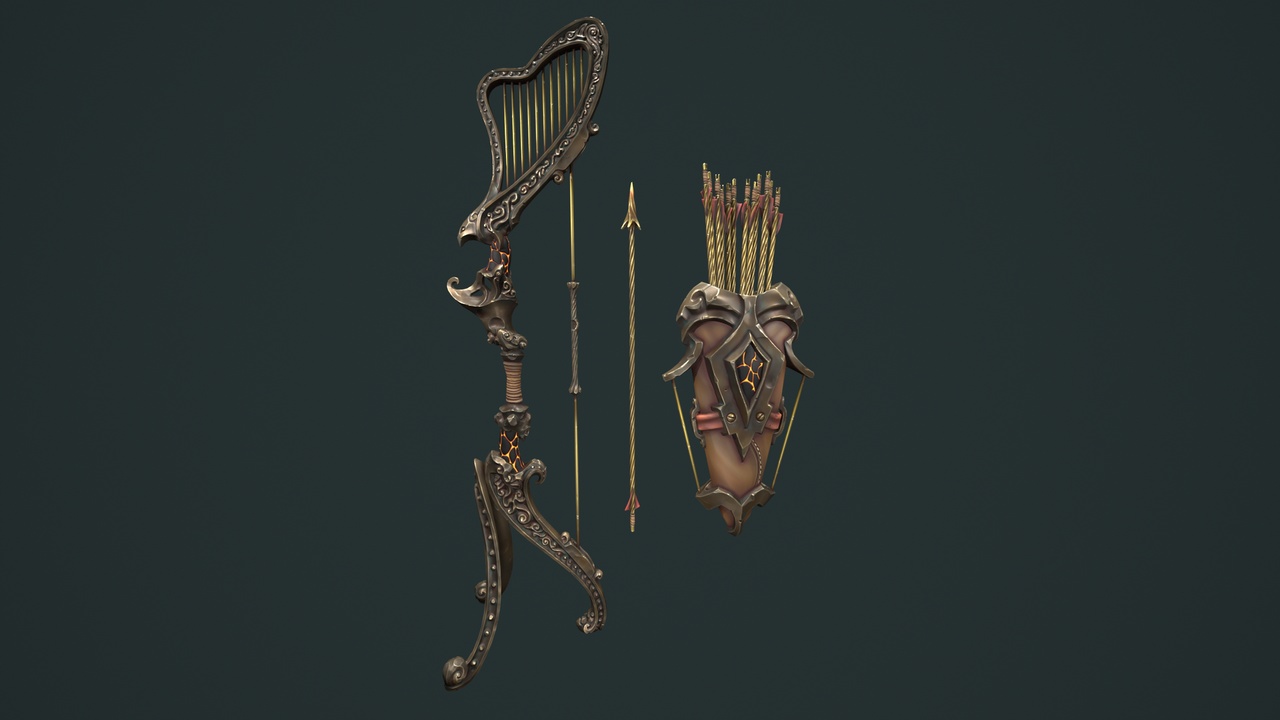 Media 1 for listing Harp bow quiver arrow