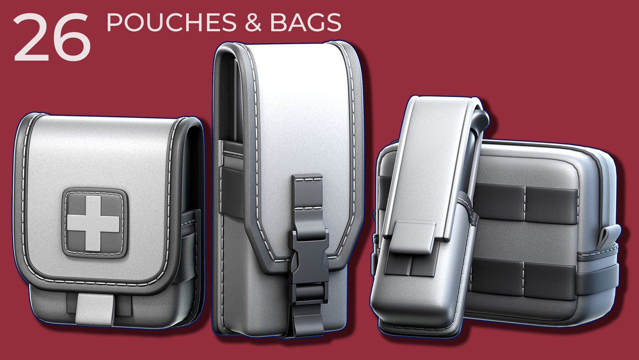Media 1 for listing 26 Military pouches | Bags |Tactical Pack |Medical kit | KitBash |IMM brush