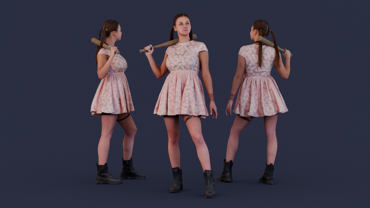 出品Edgy Girl in Lace Dress with Baseball Bat – Don't mess with herのメディア1