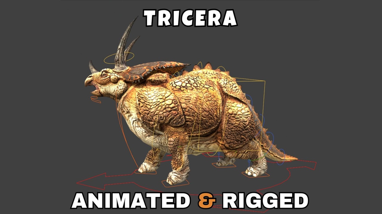 Media 1 for listing Tricera Rigged And Animated 3D Model