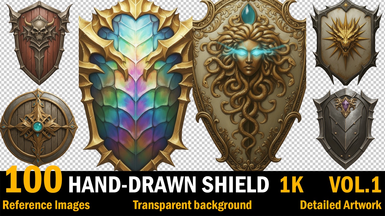 Media 1 for listing Hand Drawn Style Shield Collection