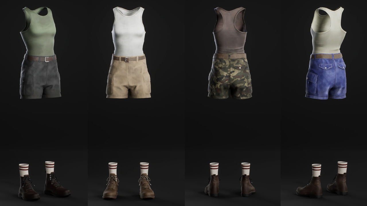Media 1 for listing Female Outfit Tank Top Shorts - Metahuman