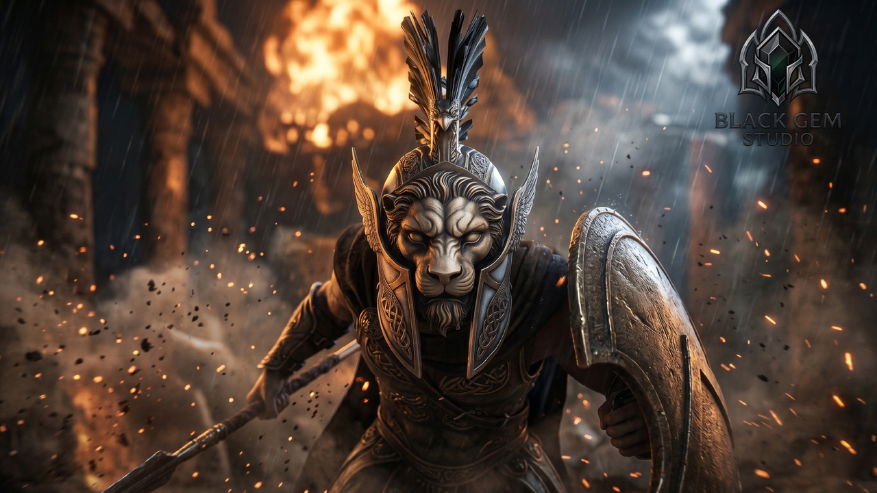 Media 1 for listing Lion Guardian Spartan Helmet for Ancient Fantasy Warriors