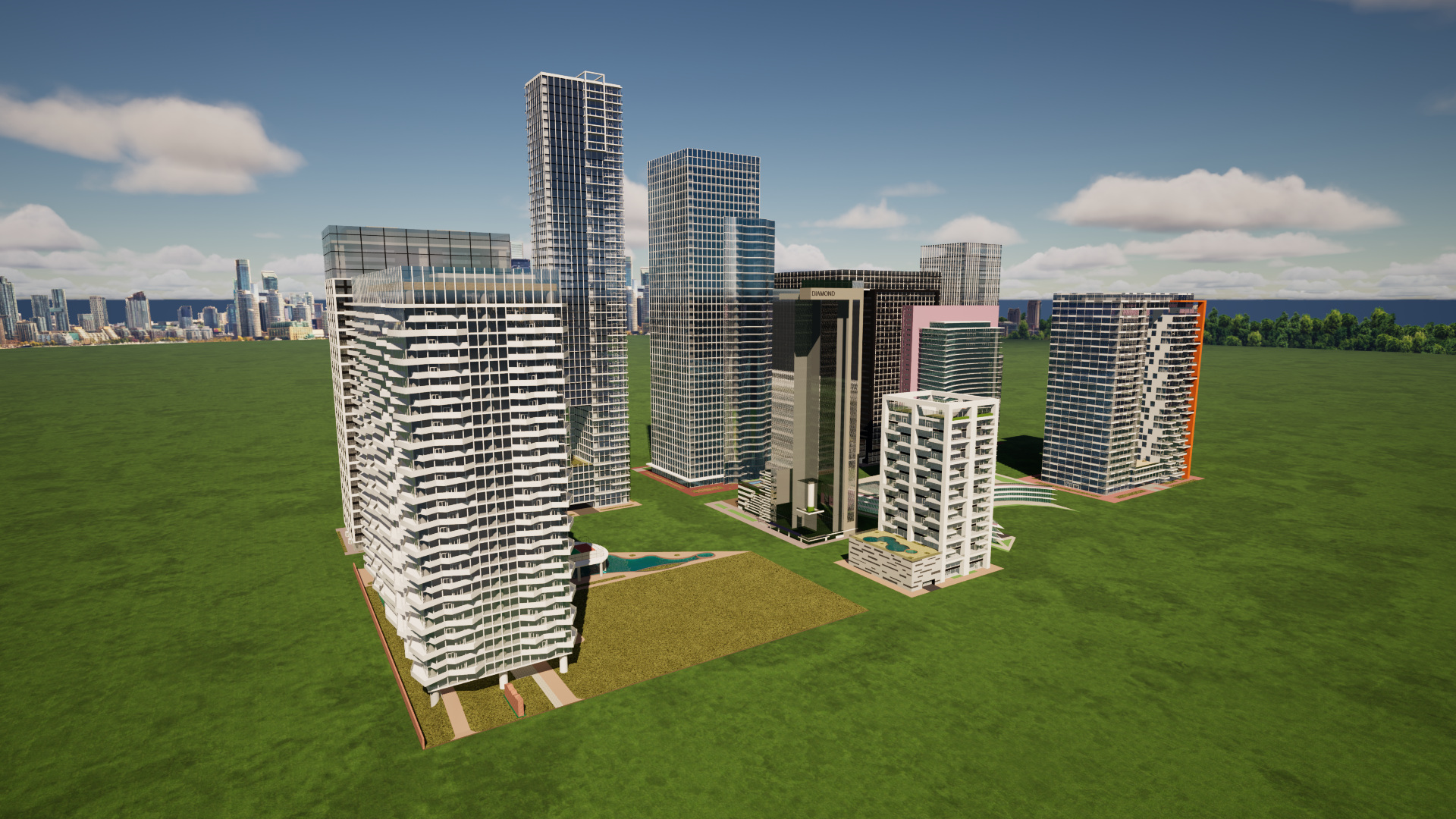 Modern Downtown Skyscraper Pack 10 Game Ready City Buildings | Fab