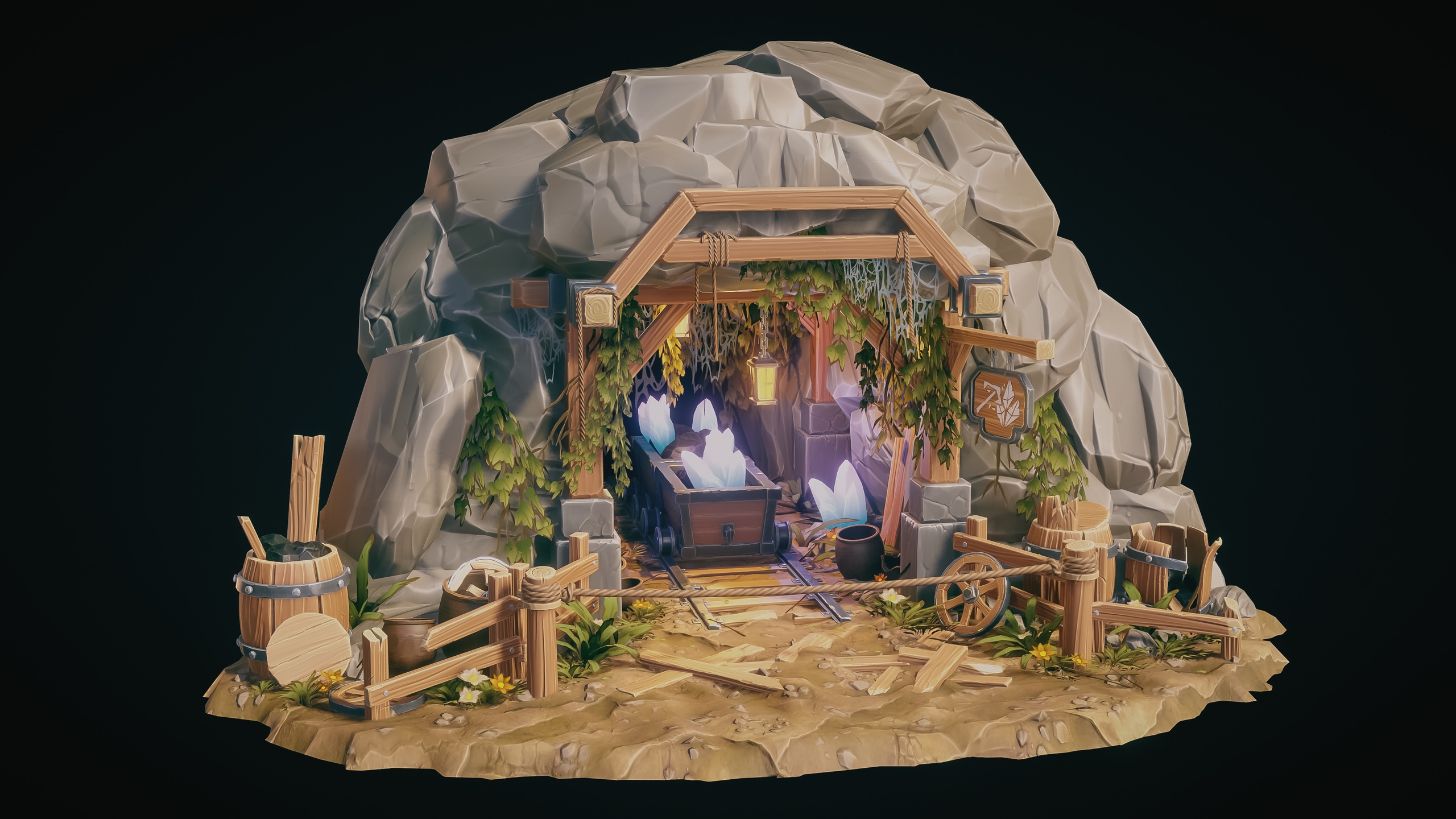 Stylized Mine - Modular Pieces & Props - Game Ready | Fab