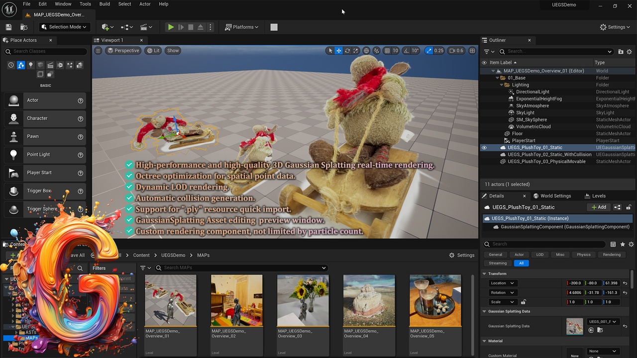 Media 1 for listing UEGaussianSplatting: 3D Gaussian Splatting Rendering Feature For UE