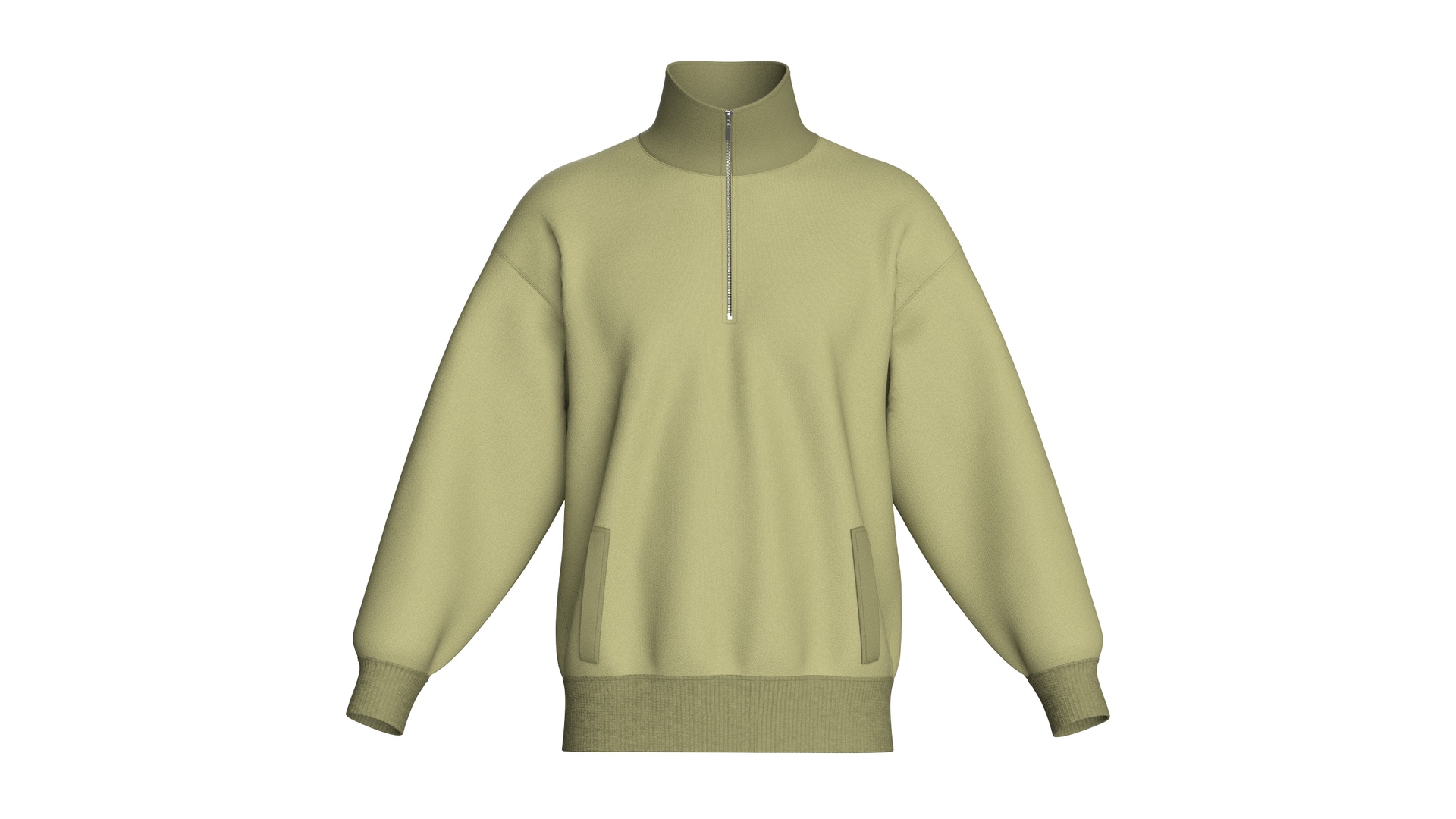 Media 1 for listing Men Minimalist Olive Quarter - Zip Sweatshirt | High Poly