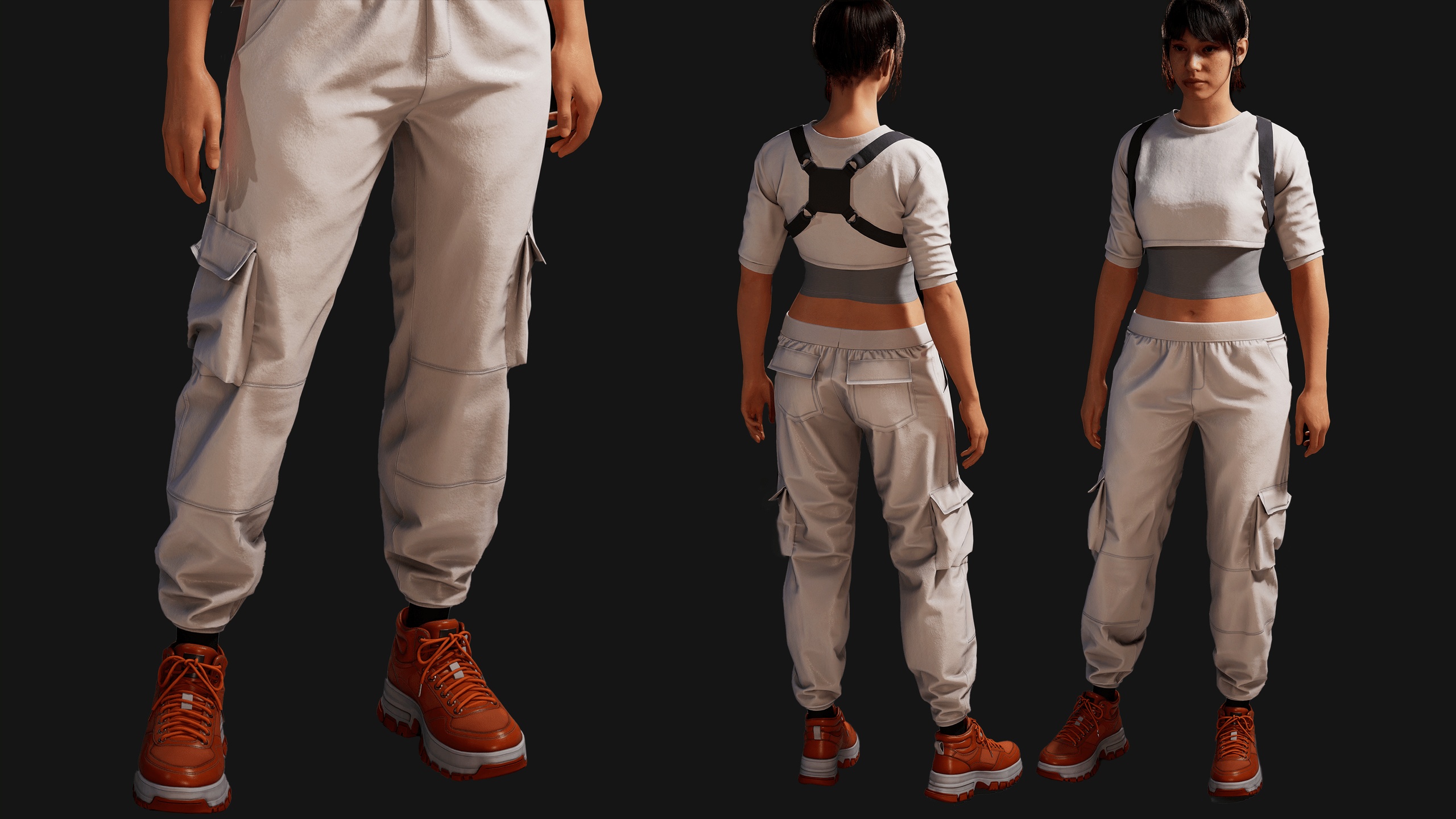 Media 1 for listing Techwear female outfit for metahuman(parametric)/UE skel