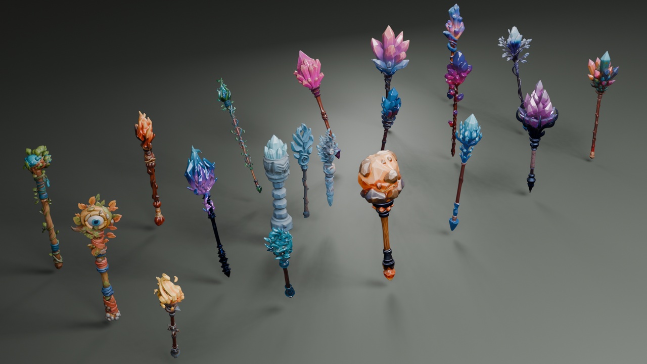 Media 1 for listing Stylized Elemental Staffs🪄