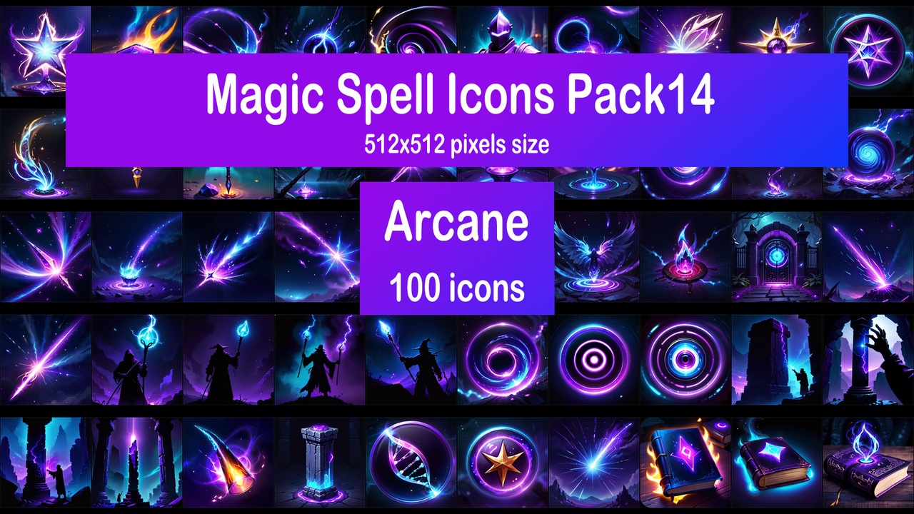 Media 1 for listing Magic Spell Icons Pack14 - Arcane