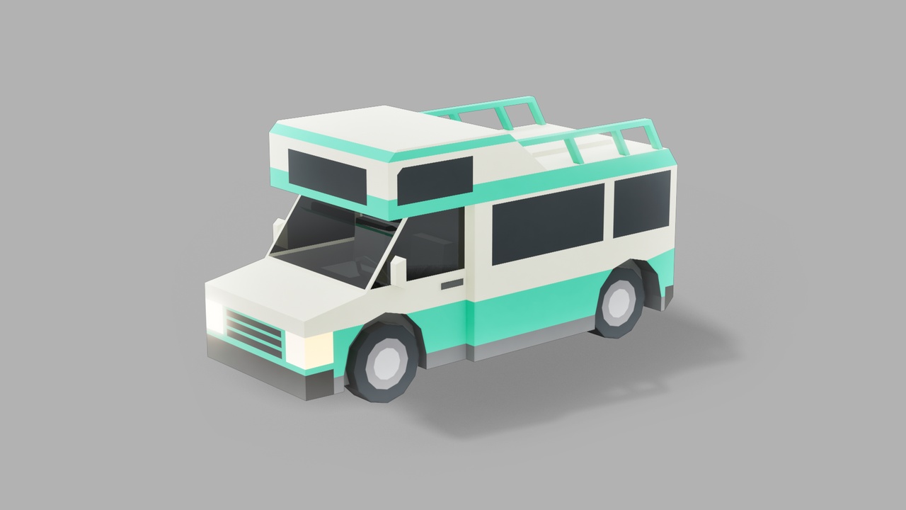 Media 1 for listing Low Poly Stylized CampingVan-Vehicle 3D Model for Unreal Environment