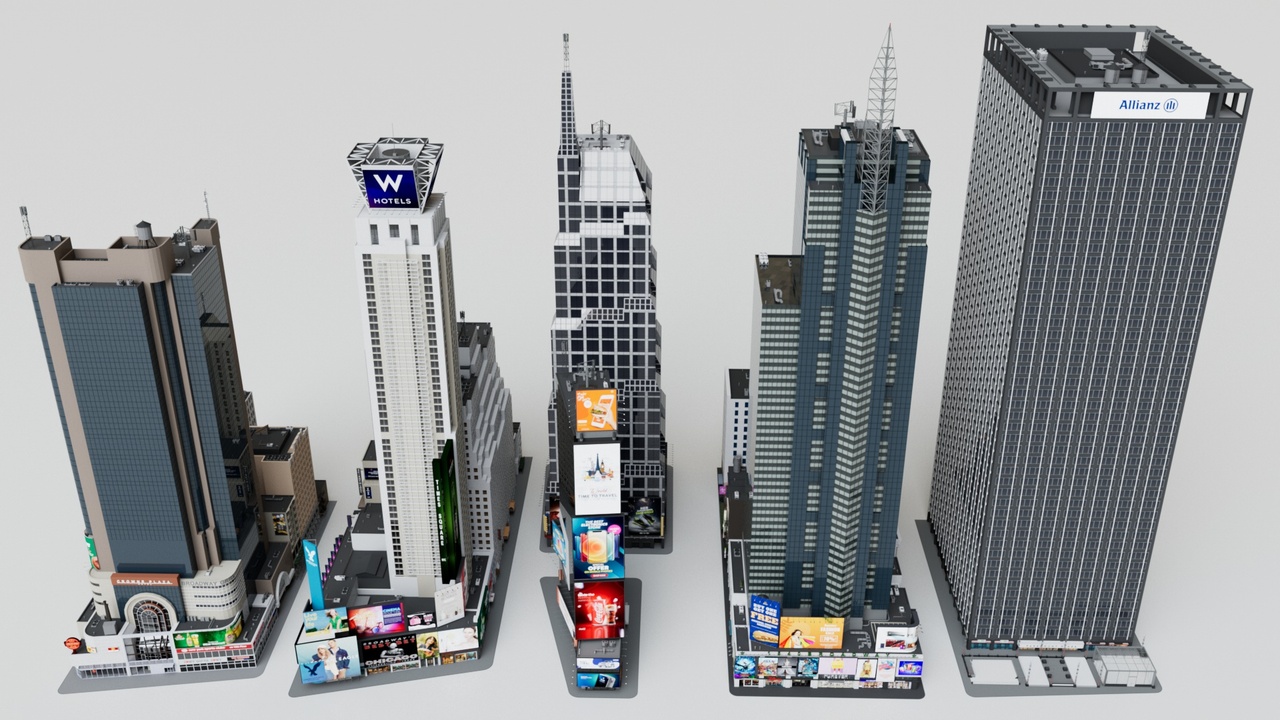 Media 1 for listing Realistic NYC Times Square 6 Buildings Collection Pack