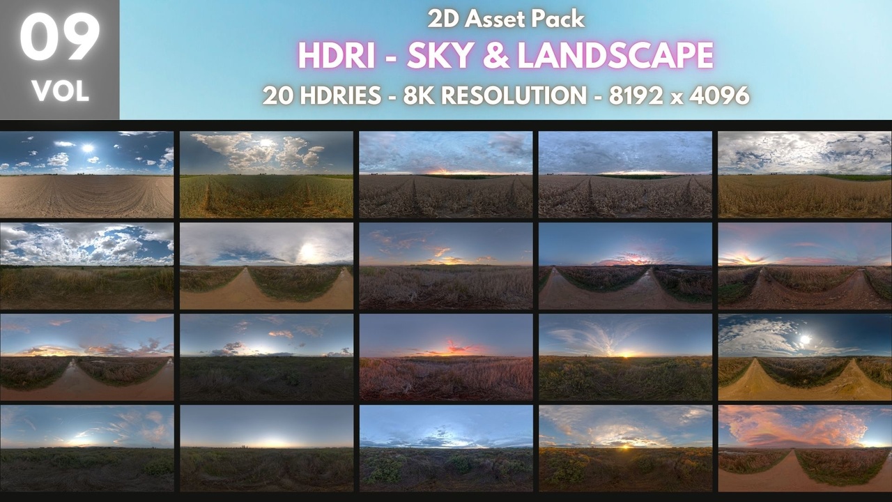 Media 1 for listing HDRI Pack 9 - 20 HDRIes - Sky & Landscape
