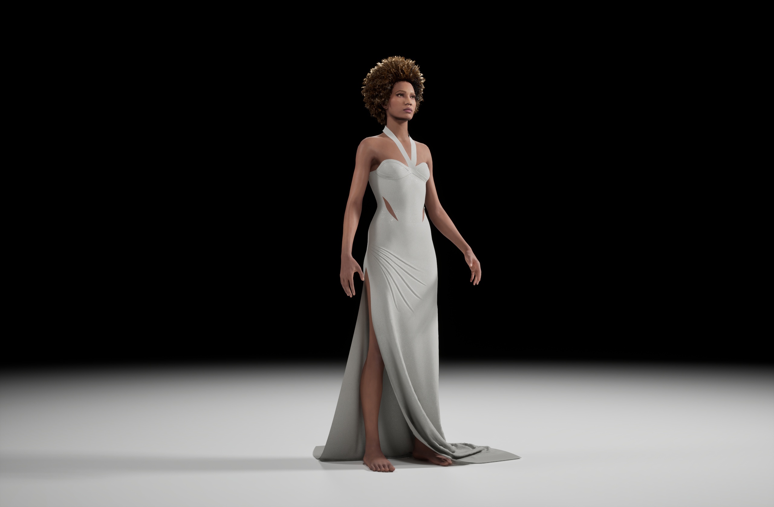Media 1 for listing Metahuman Cloth&Dress Silver Pleated Evening