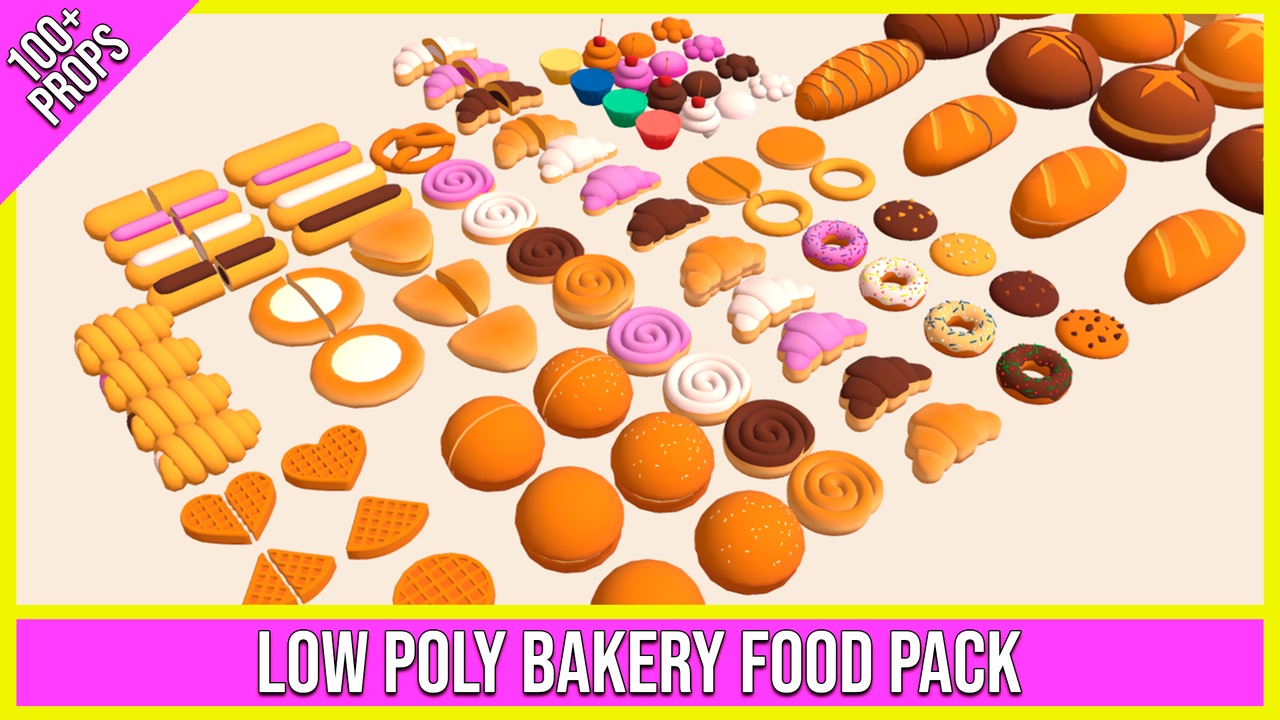 Media 1 for listing Low Poly Bakery Food Pack (100+ Props)