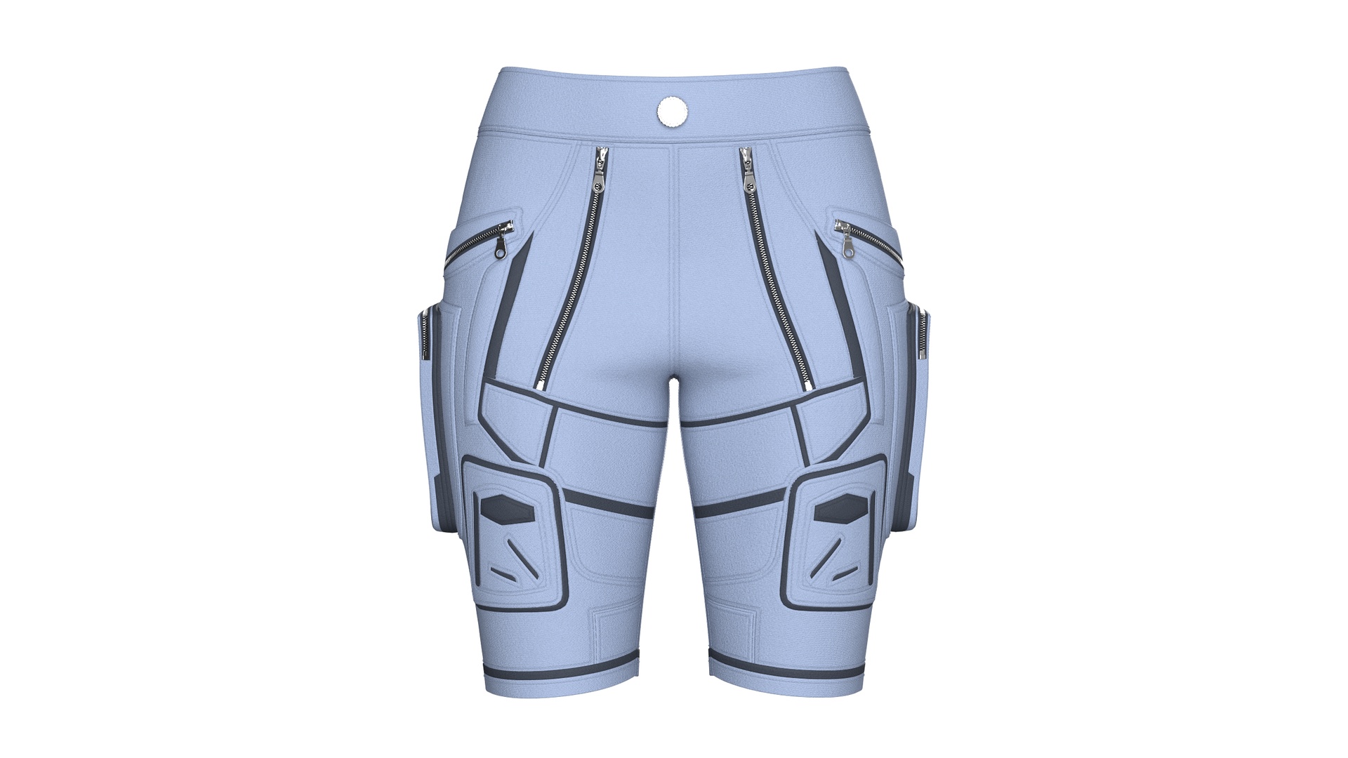 Media 1 for listing Girls Multi Zippers Tactical Shorts With Patch | High Poly