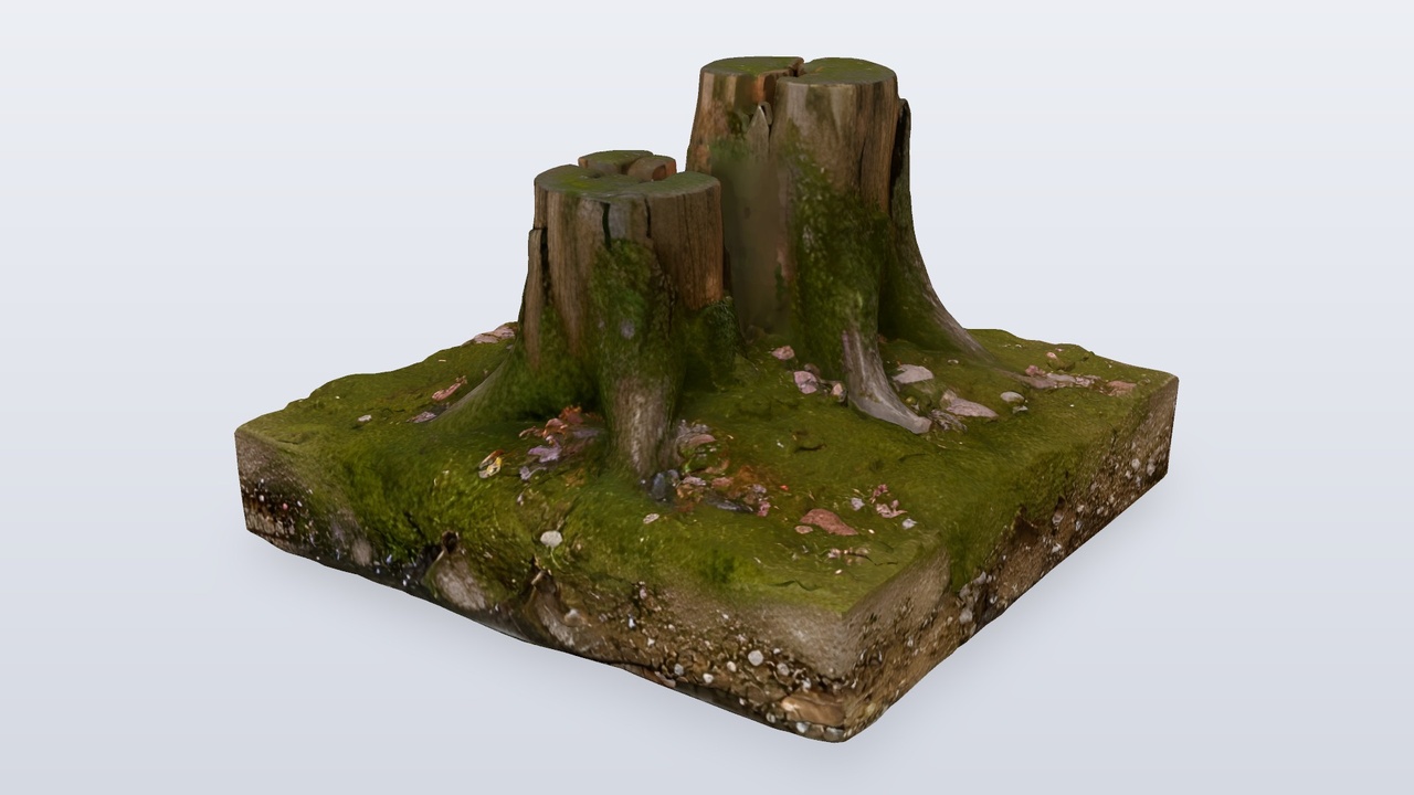 Media 1 for listing Twin Mossy Tree Stumps Forest Tile