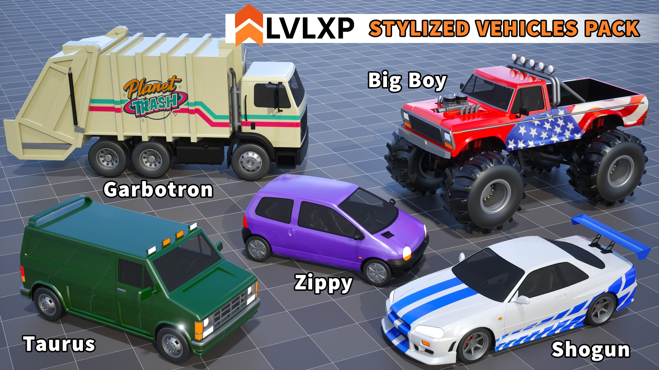 Media 1 for listing Stylized Drivable Vehicles - Pack 7