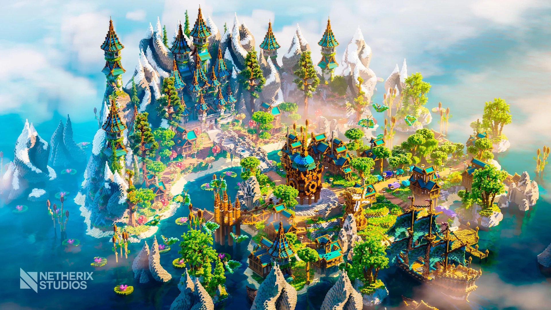 Media 1 for listing MINECRAFT BLUE VILLAGE WITH CASTLE ⛅