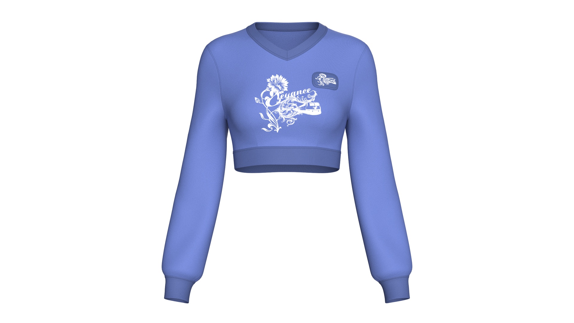 Media 1 for listing Girls Graphic Printed V-Neck Crop Sweatshirt | High Poly