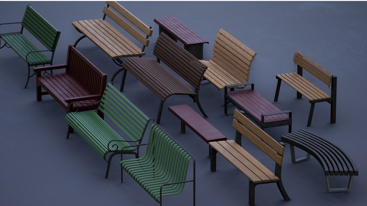 Media 1 for listing Urban city bench pack 01