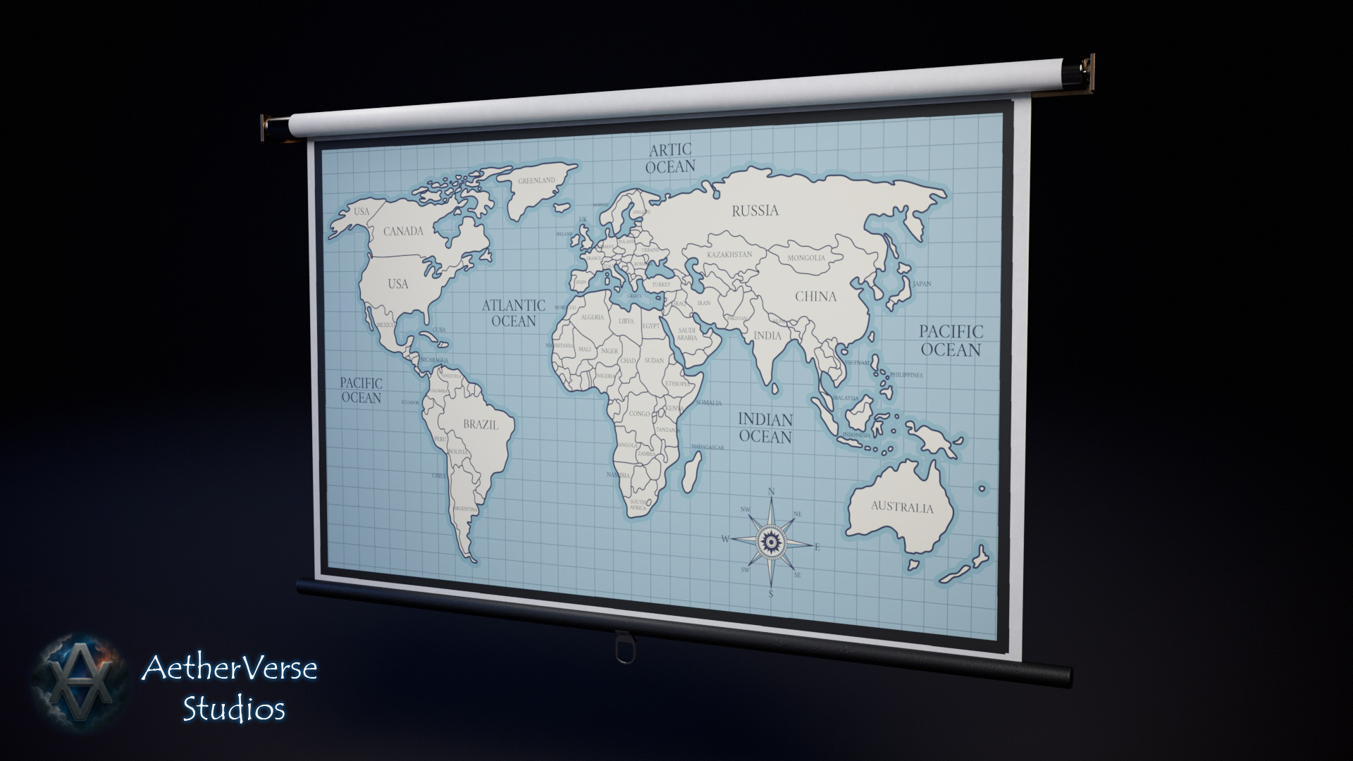 Classroom Pull Down World Map | Fab