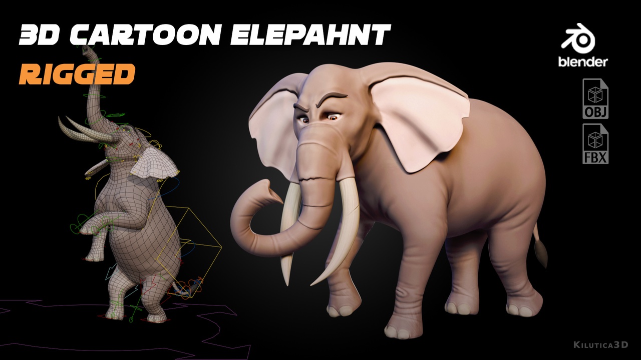 Media 1 for listing Cartoon Elephant - Rigged Stylized Animal